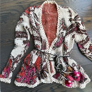 Anthropologie Cotton Knit Cardigan with Belt